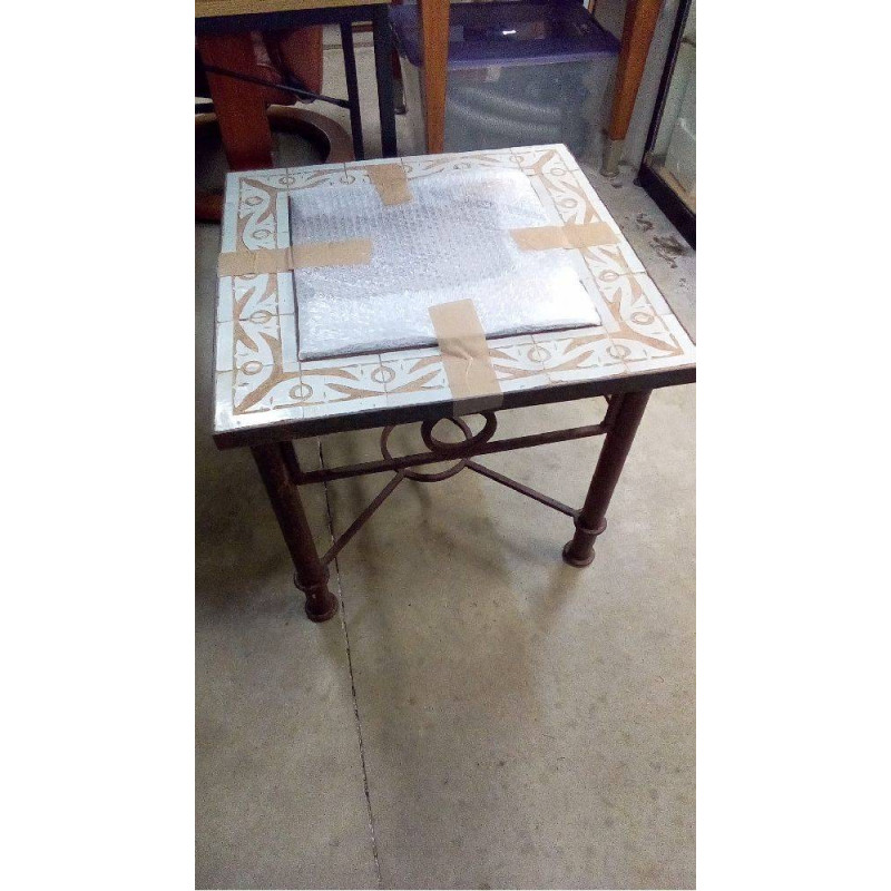 BOUT DE CANAPÉ TERRE CUITE FER FORGÉ