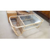TABLE BASSE ROTIN ET VERRE / PORTE REVUES