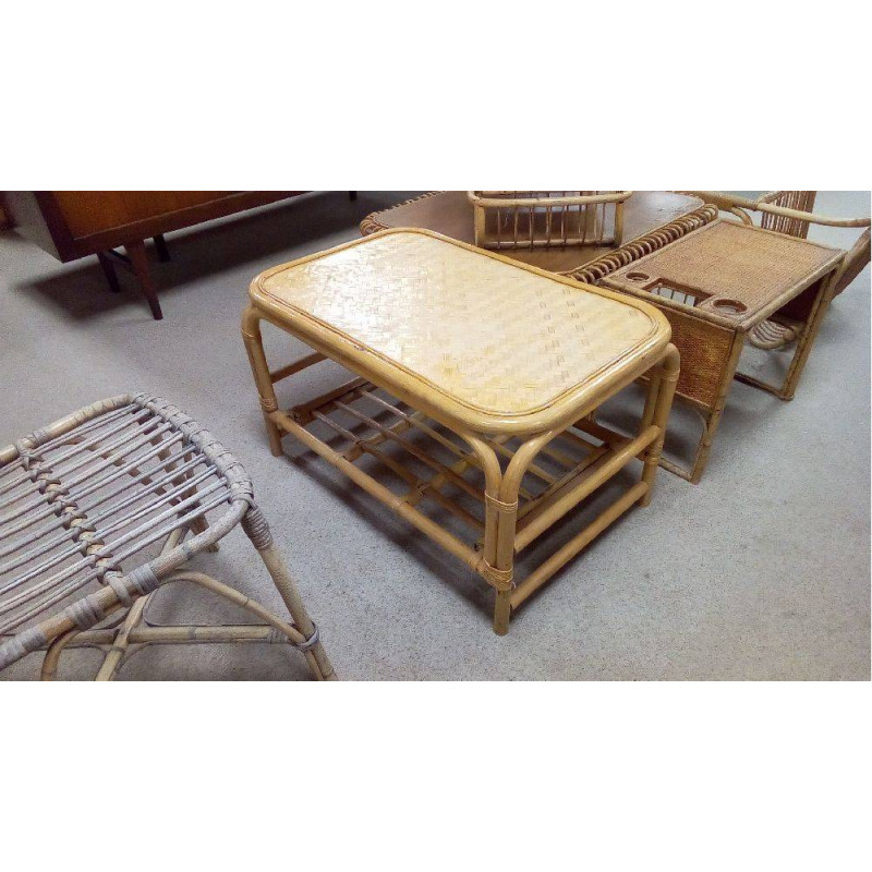 TABLE BASSE ROTIN TRESSÉ