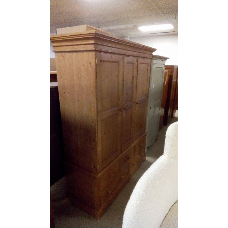 ARMOIRE PIN ANGLAIS 3P5T PENDERIE ÉTAGÈRES