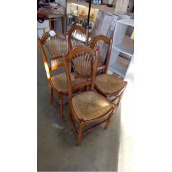 LOT DE 4 CHAISES PAILLÉES...