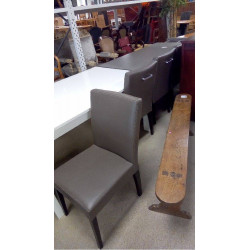 LOT DE 6 CHAISES SIMILI TAUPE