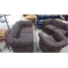 CANAPÉ CHESTERFIELD MICROFIBRE CUIR VIEILLI 2P