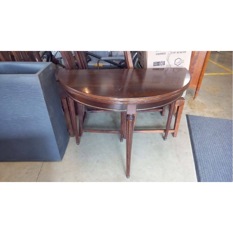 TABLE ACAJOU DEMIE LUNE PLIANTE