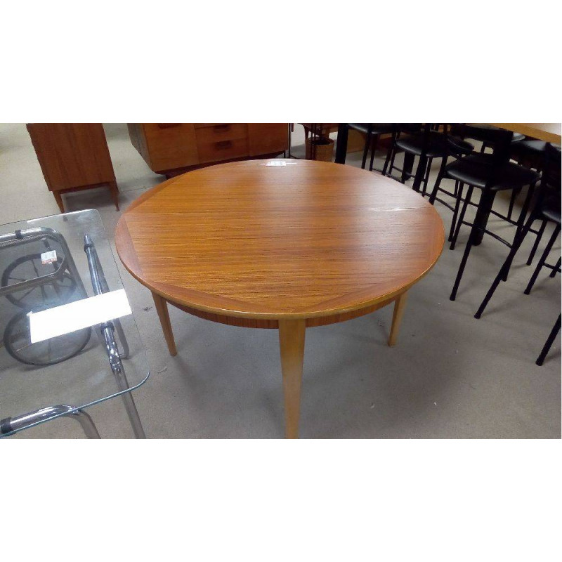 TABLE TECK VINTAGE RONDE 1 GDE ALLONGE PAPILLON
