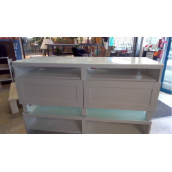 MEUBLE TV BLANC 2 TIROIRS
