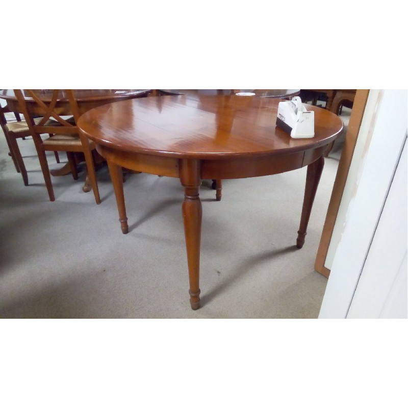 TABLE RONDE RENÉ TROTEL MERISIER 2 ALLONGES EXT (QUALITÉ +++)