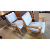 PAIRE DE FAUTEUILS VINTAGE TISSU BLEU