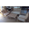 PETIT SALON DE JARDIN 4 PLACES BOIS ET TISSU