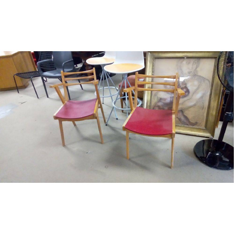 PAIRE DE FAUTEUILS RÉTRO STYLE BRIDGE
