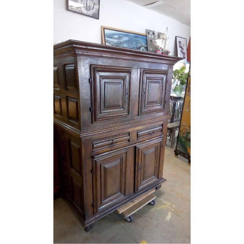 BUFFET 4 VOLETS 2 TIROIRS CHÊNE 18ÈME