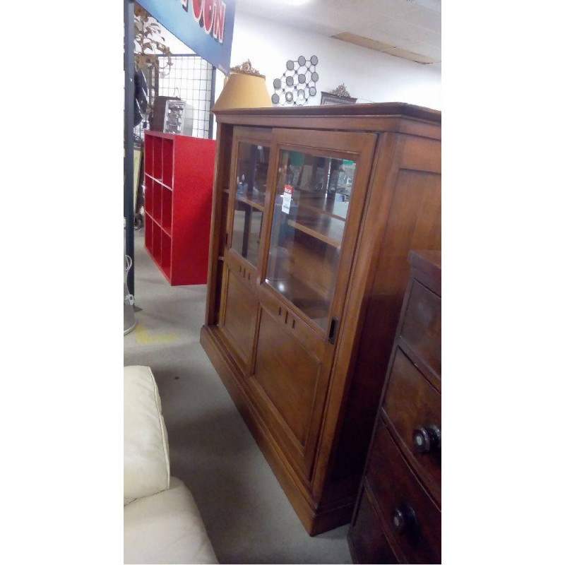MEUBLE D\'APPOINT VITRINE MERISIER 2 PORTES COULISSANTES 