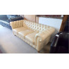 CANAPÉ CHESTERFIELD 3 PLACES CUIR IVOIRE