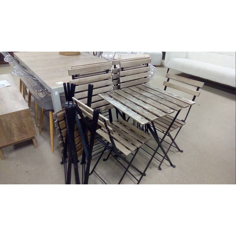 TABLE DE TERRASSE BOIS AVEC 2 CHAISES PLIANTES