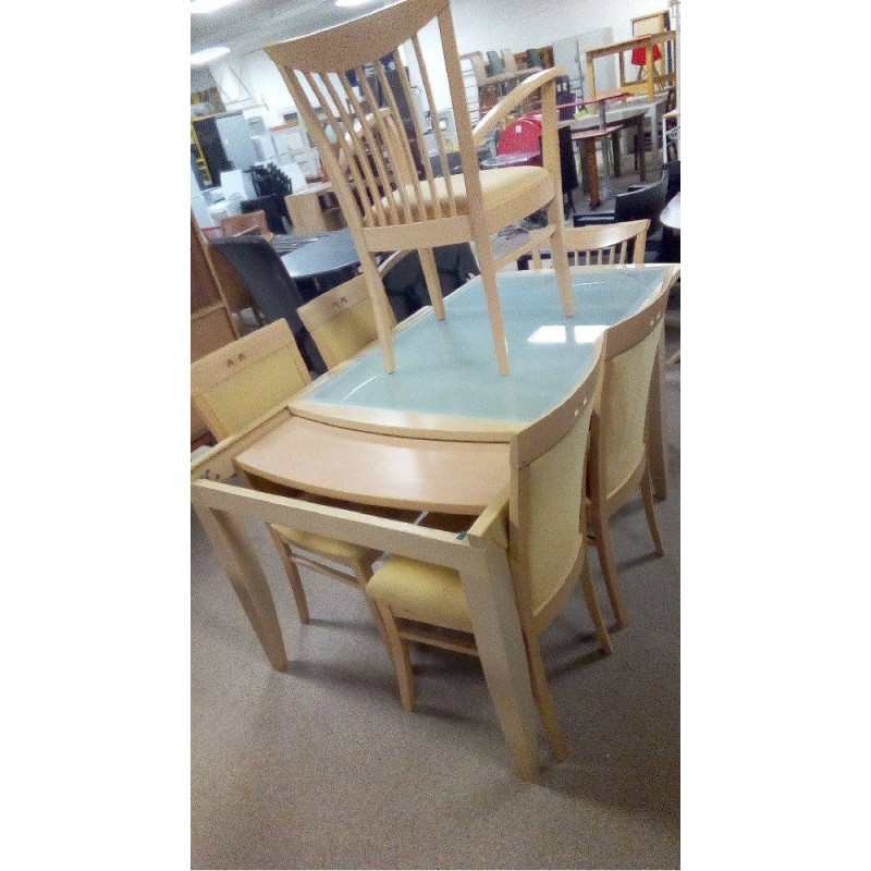TABLE CONTEMPORAINE ALLONGE AVEC 6 ASSISES 