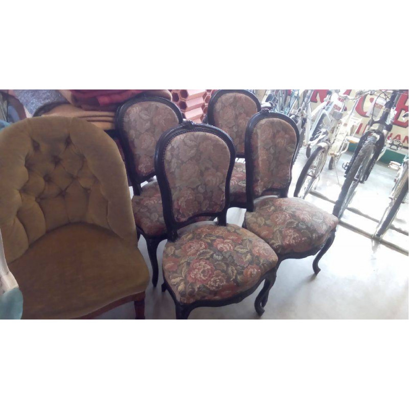 LOT DE 4 CHAISES TAPISSÉES 