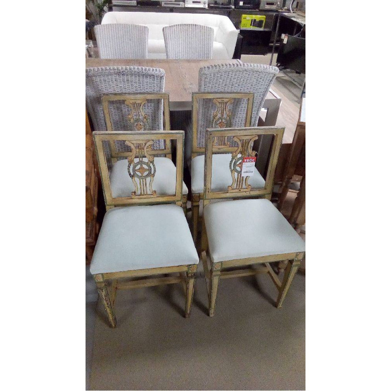 LOT DE 4 CHAISES ÉPOQUE DOSSIER LYRE