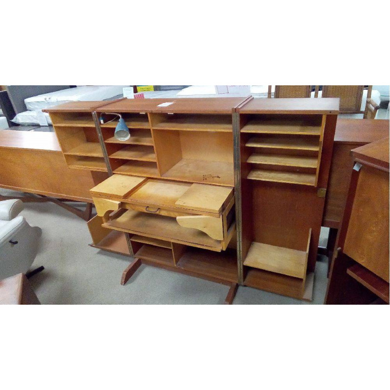 BUREAU CABINE TECK VINTAGE AVEC ÉCLAIRAGE 