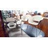 LOT DE 4 CHAISES CUIR COQUE BOIS FAB AUTRICHE