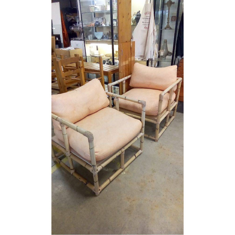 PAIRE DE FAUTEUILS BAMBOU