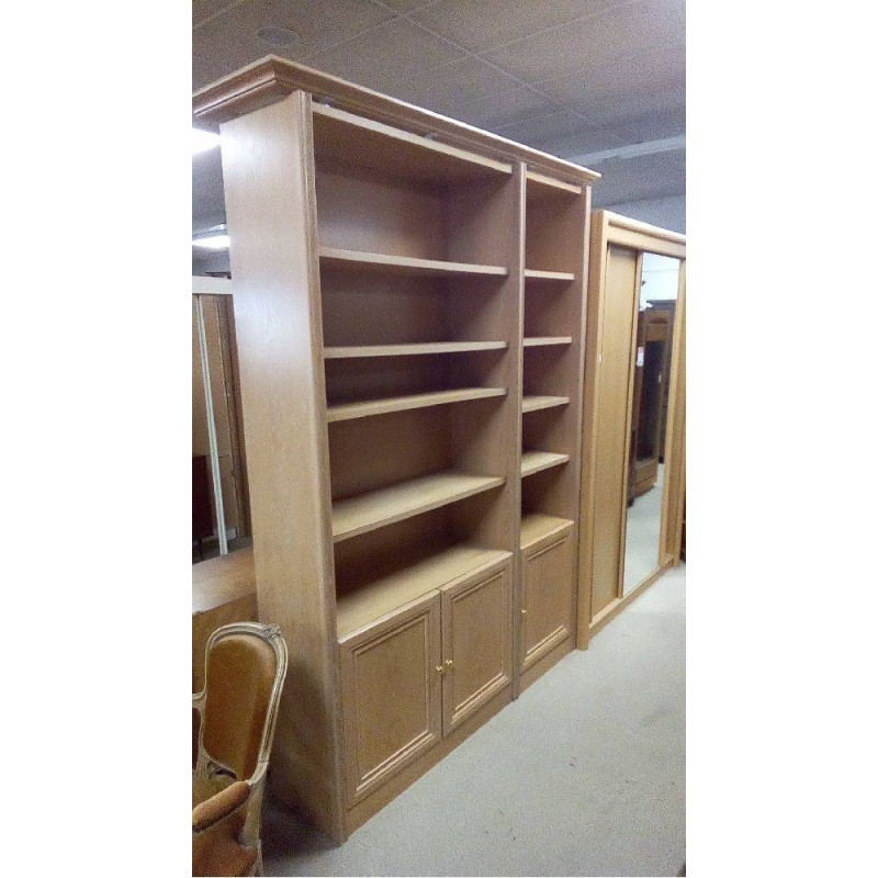 GRANDE BIBLIOTHÈQUE CHÊNE CERUSÉ ARTISANALE