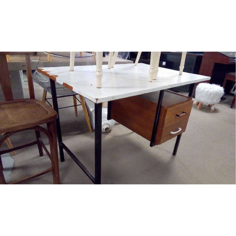 BUREAU BOIS VINTAGE 2 TIROIRS