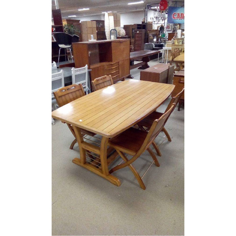 TABLE STYLE NAUTIQUE AVEC 2 ALLONGES ET 4 CHAISES