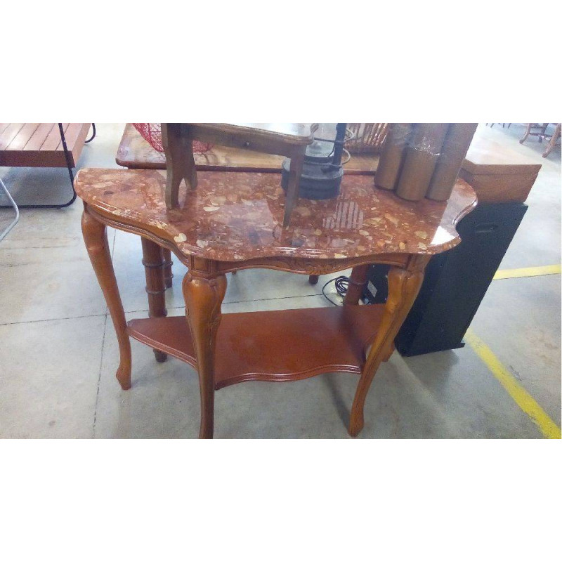 CONSOLE BOIS MARBRE RECONSTITUÉ
