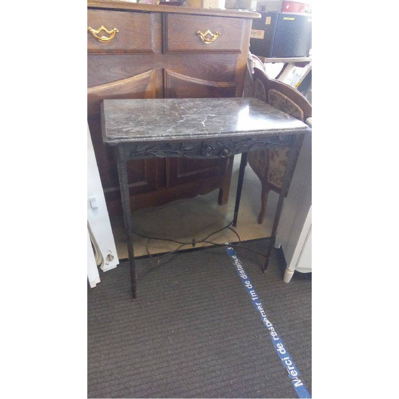 CONSOLE FER BATTU MARBRE GRIS DLG EDGAR BRANDT