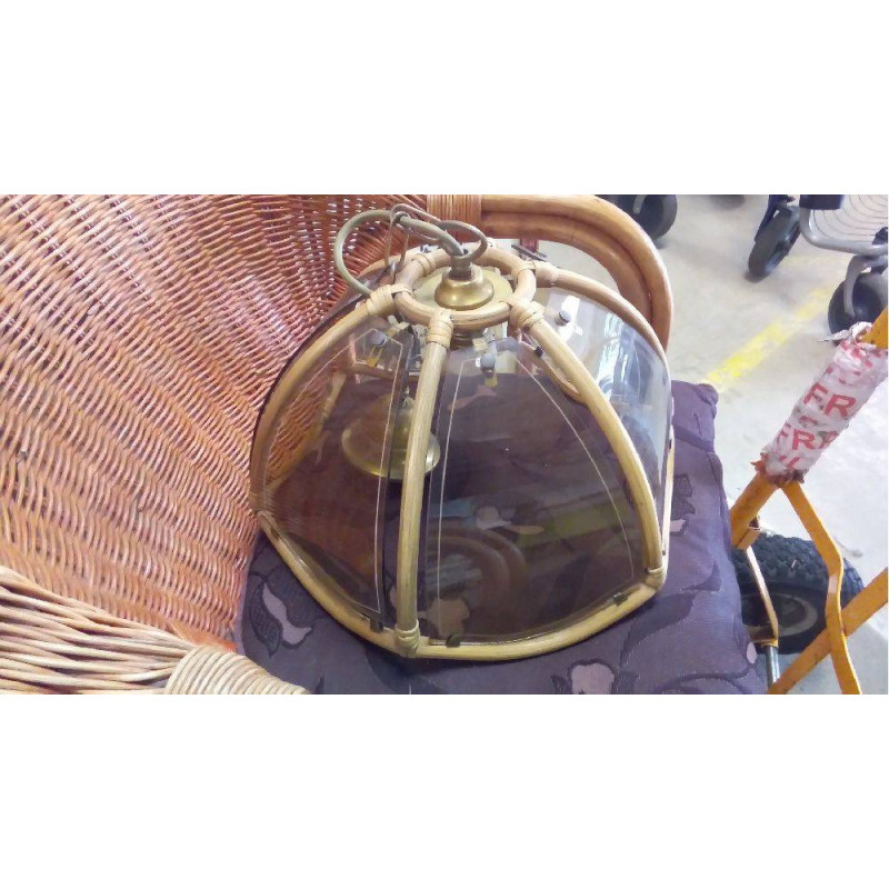 LUMINAIRE VERRE ET ROTIN