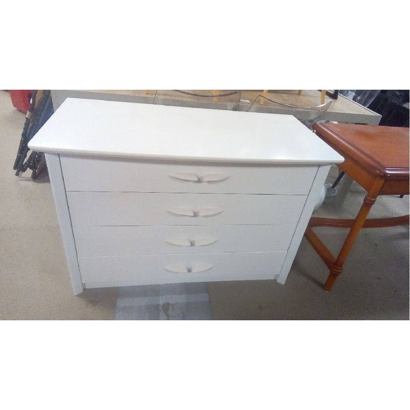 GRANDE COMMODE MODERNE BLANCHE 4 TIROIRS