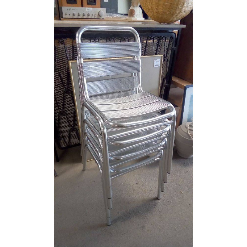 LOT DE 4 CHAISES ALUMINIUM