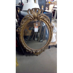 MIROIR OVALE BOIS DORÉ ET...